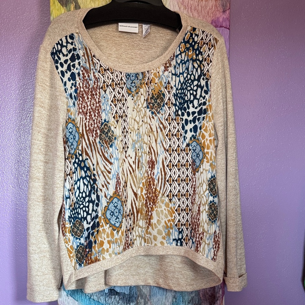 Alfred Dunner Multicolor Patterned Sweater